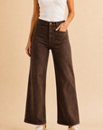 The Raley Dark Brown Patch Pocket Wide Leg Jeans