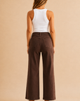 The Raley Dark Brown Patch Pocket Wide Leg Jeans