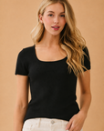 The Erica Black Square Neck Top