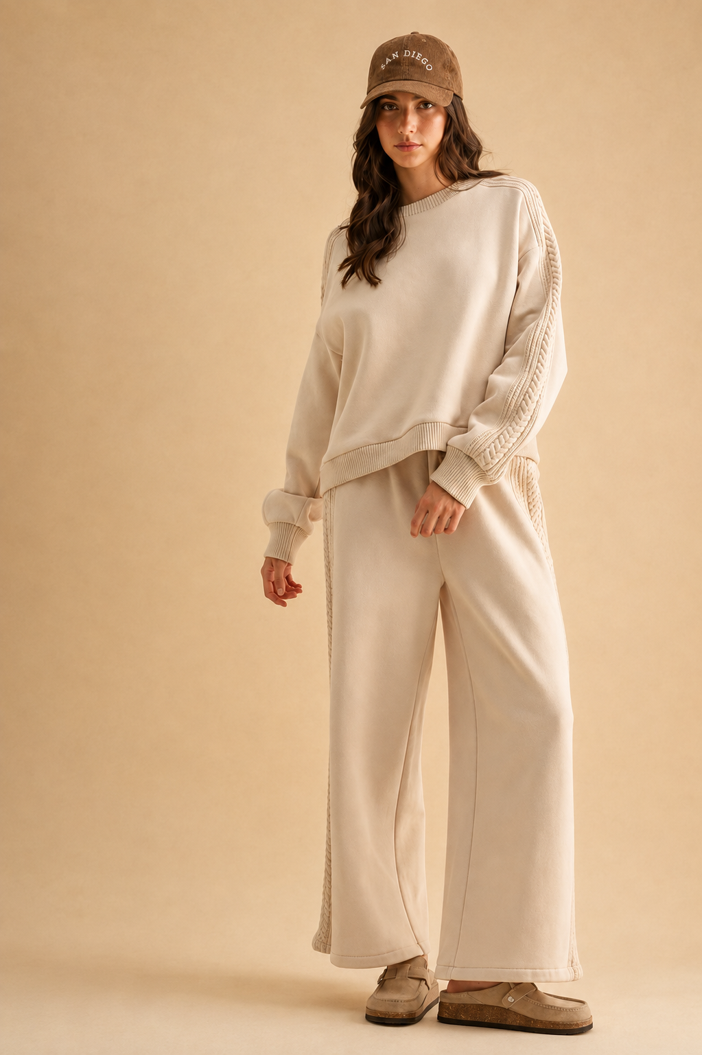 The Effie Beige Lounge Sweater + Pant Set - Sold Separately
