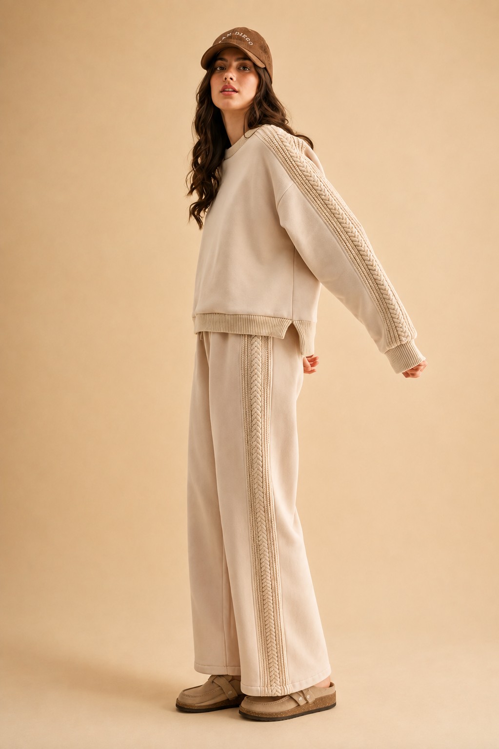 The Effie Beige Lounge Sweater + Pant Set - Sold Separately
