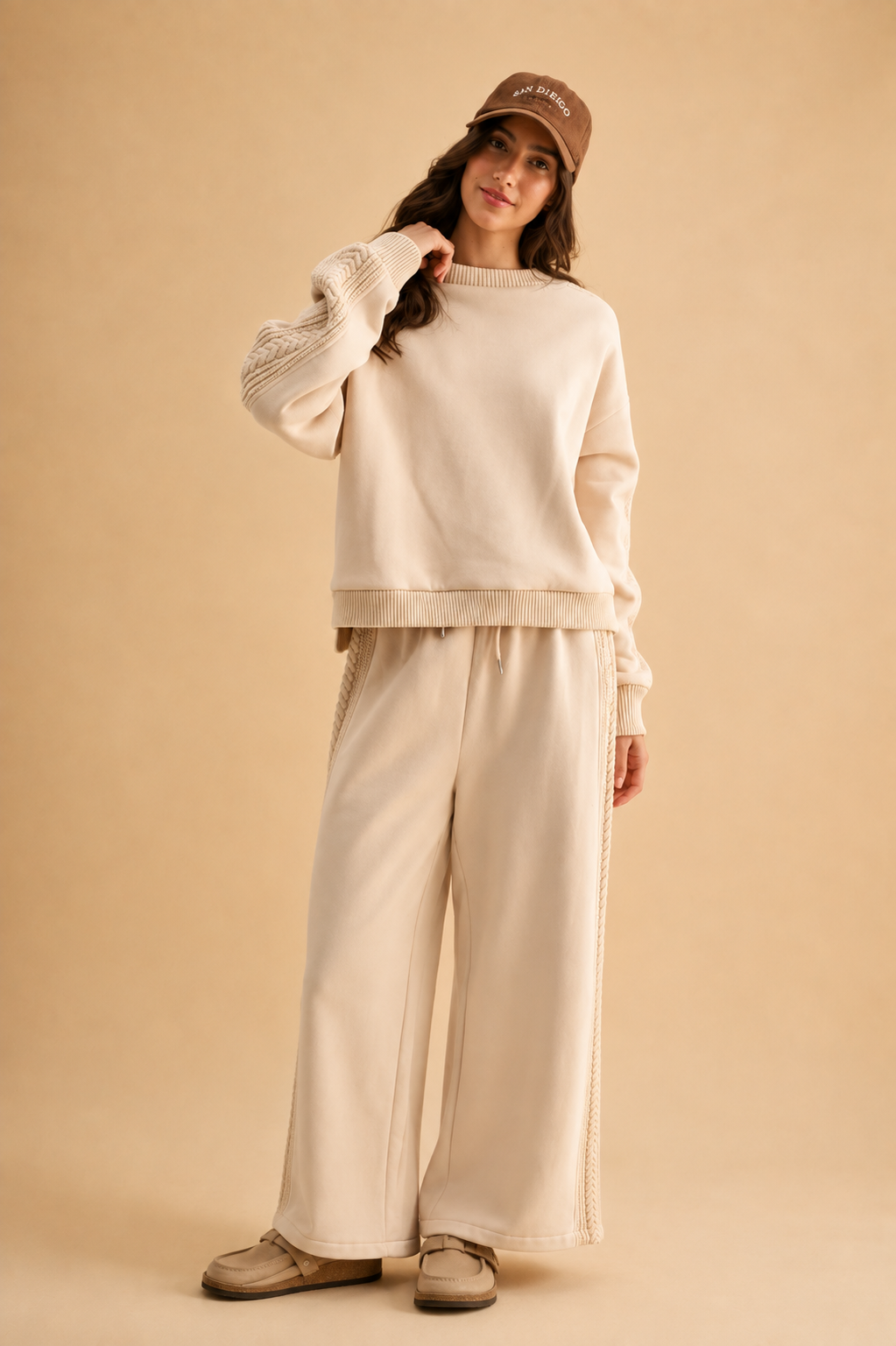 The Effie Beige Lounge Sweater + Pant Set - Sold Separately