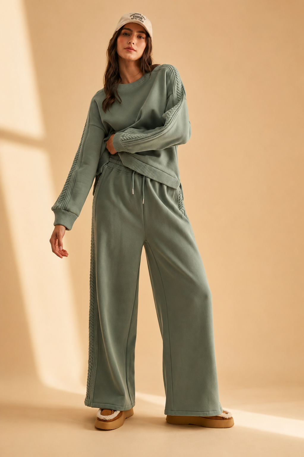 The Effie Sage Lounge Sweater + Pant Set - Sold Separately