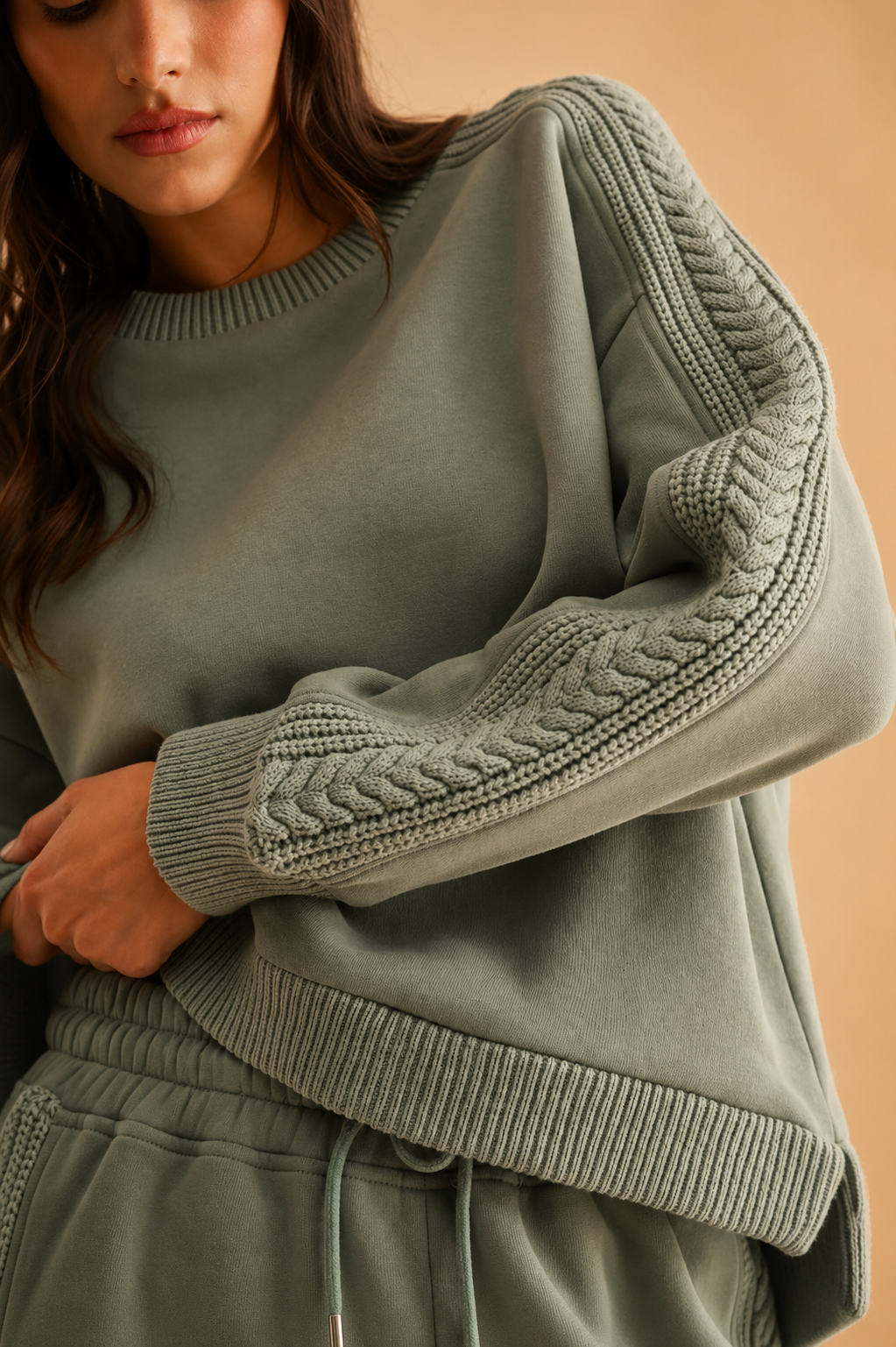 The Effie Sage Lounge Sweater + Pant Set - Sold Separately