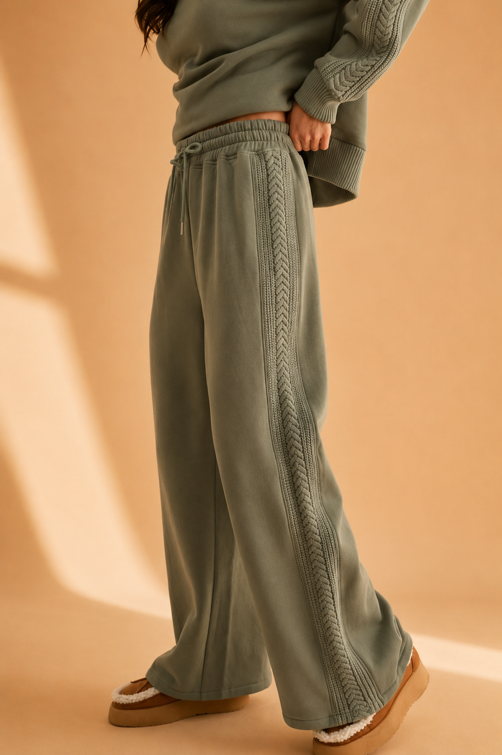 The Effie Sage Lounge Sweater + Pant Set - Sold Separately