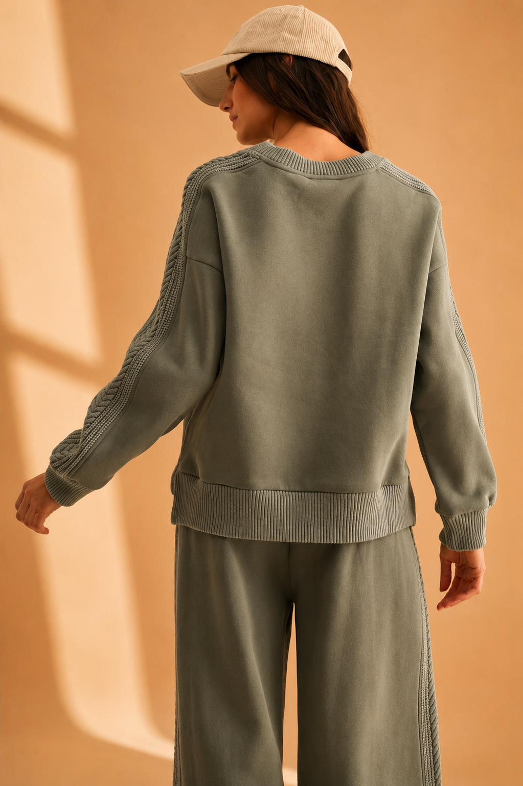 The Effie Sage Lounge Sweater + Pant Set - Sold Separately
