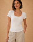 The Erica Ivory Square Neck Top