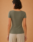 The Erica Olive Square Neck Top