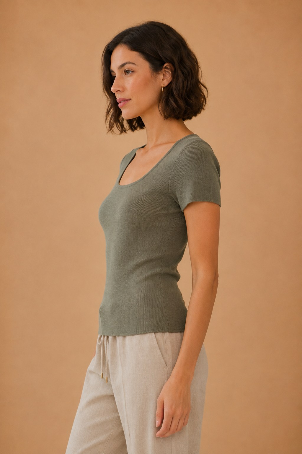The Erica Olive Square Neck Top