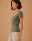 The Erica Olive Square Neck Top