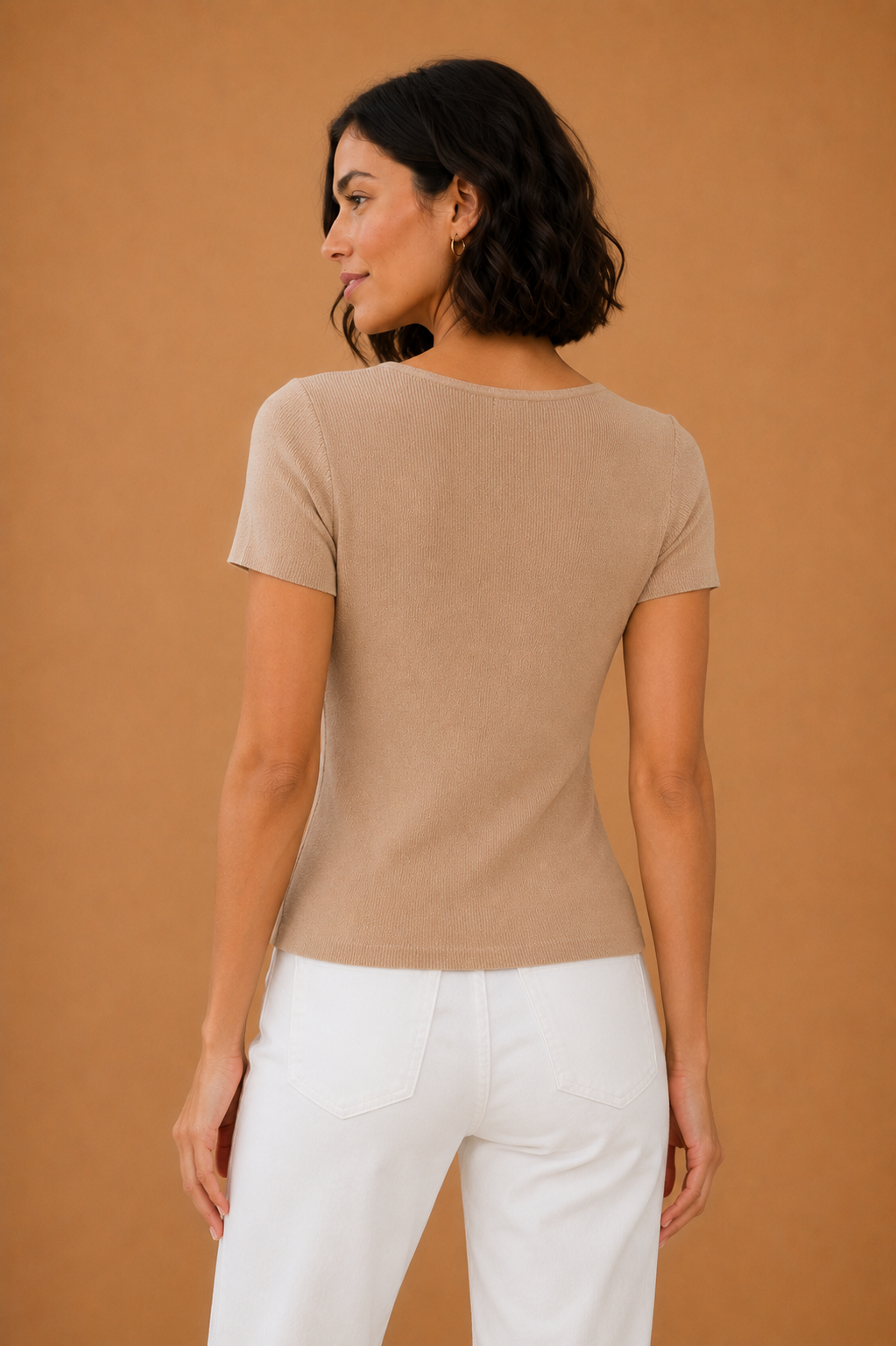 The Erica Taupe Square Neck Top