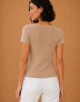 The Erica Taupe Square Neck Top