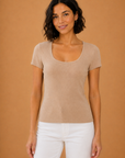 The Erica Taupe Square Neck Top