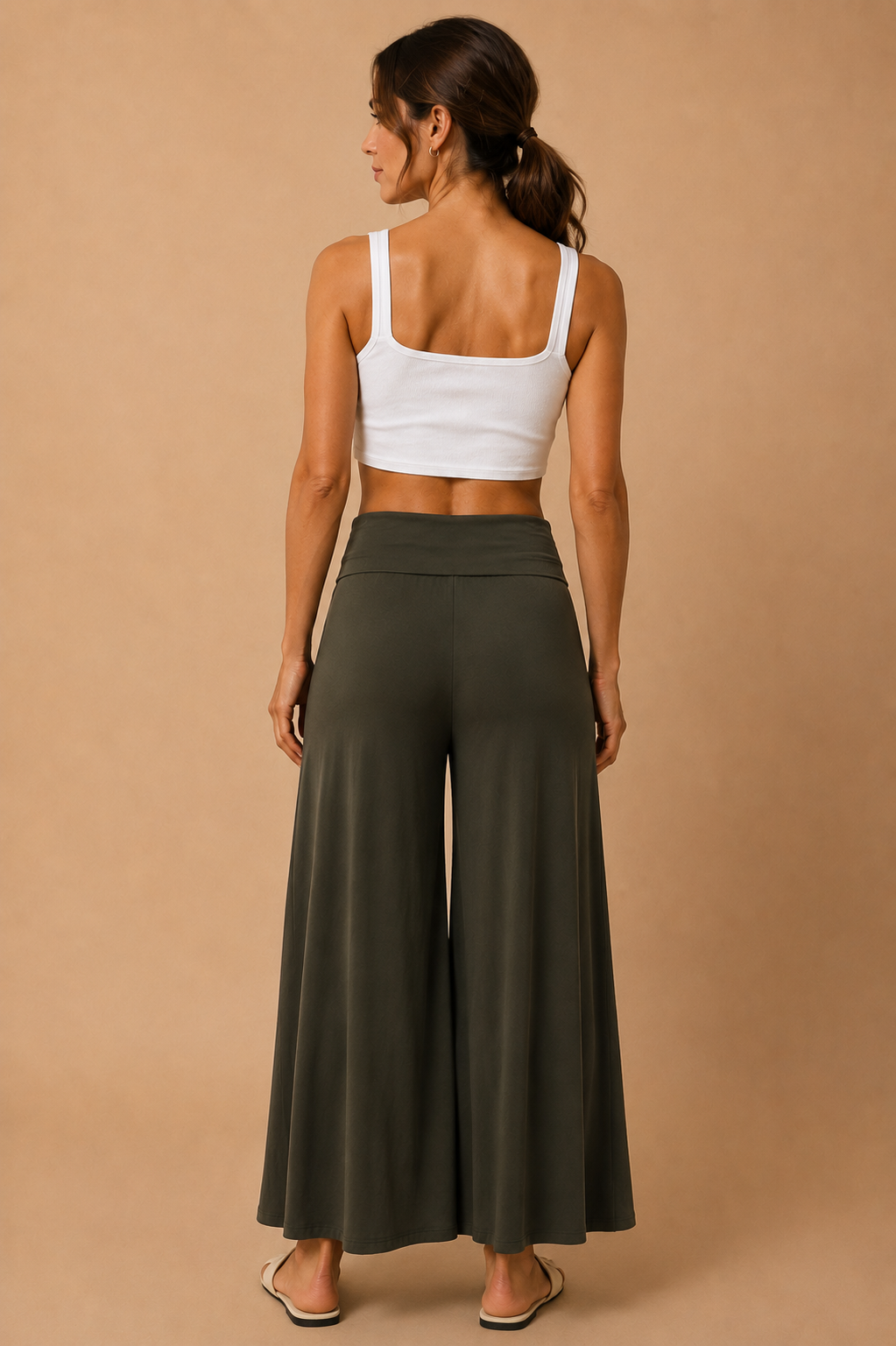 The Jaya Fine Olive Palazzo Pants