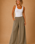The Amara Vintage Olive Smocked Pants