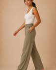 The Kieran Vintage Olive Linen Utility Pants