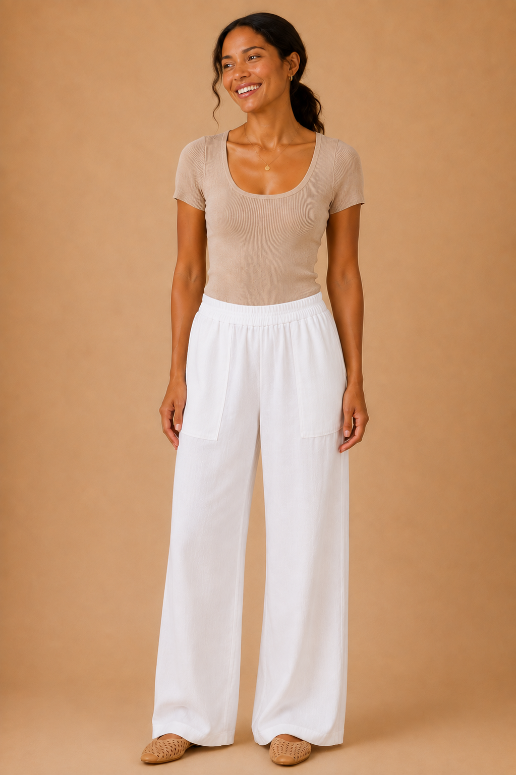 The Kieran Off White Linen Utility Pants