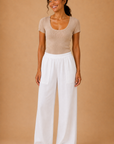 The Kieran Off White Linen Utility Pants