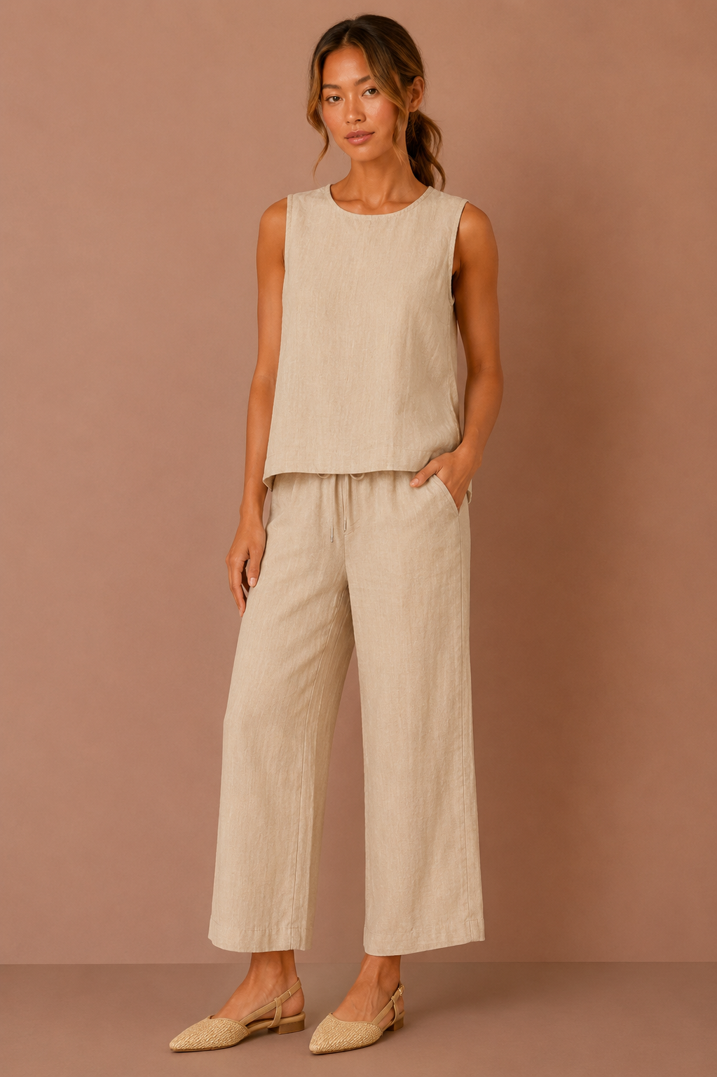 The Kit Linen Top + Pant Set - Sold Separately