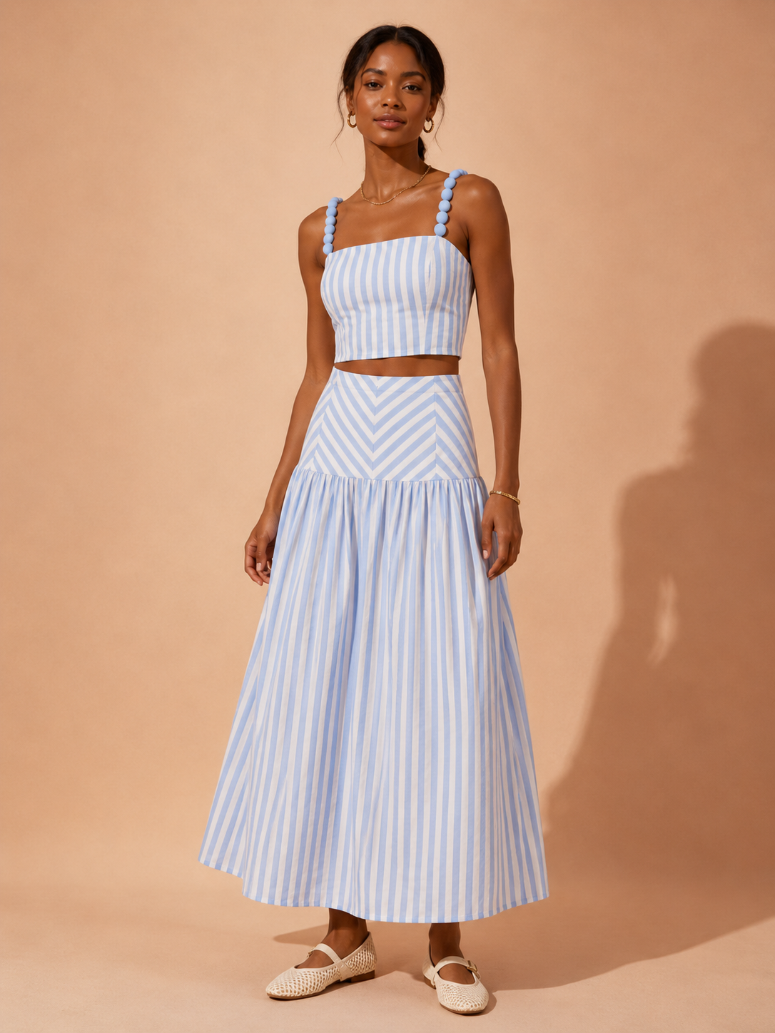 The Quilla Striped Top + Skirt Set - Sold Separately
