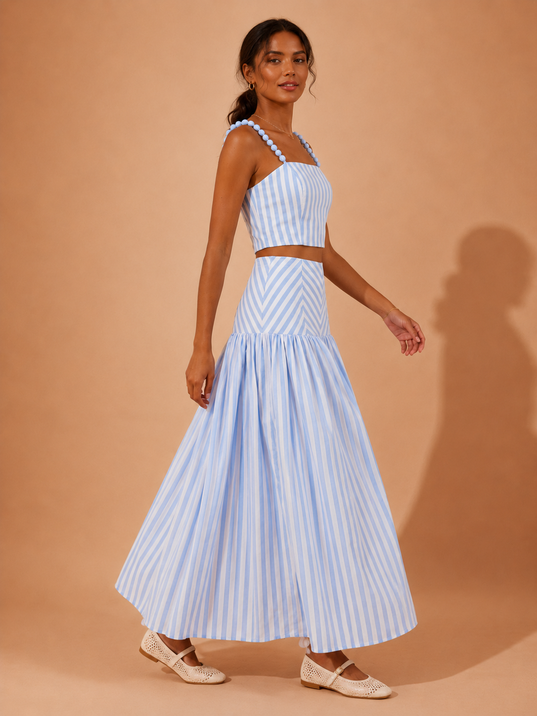 The Quilla Striped Top + Skirt Set - Sold Separately