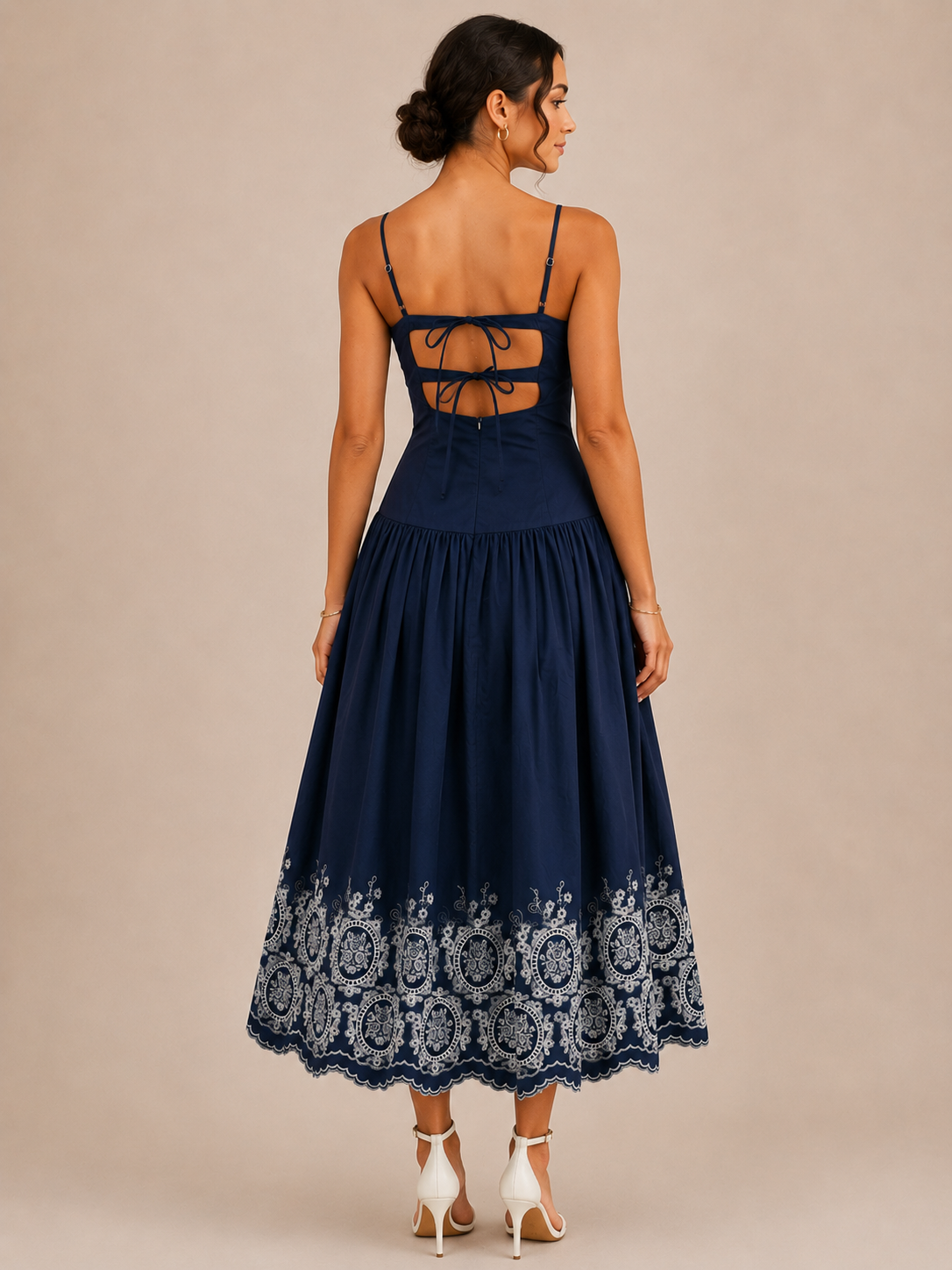 The Magnolia Embroidered Hem Midi Dress