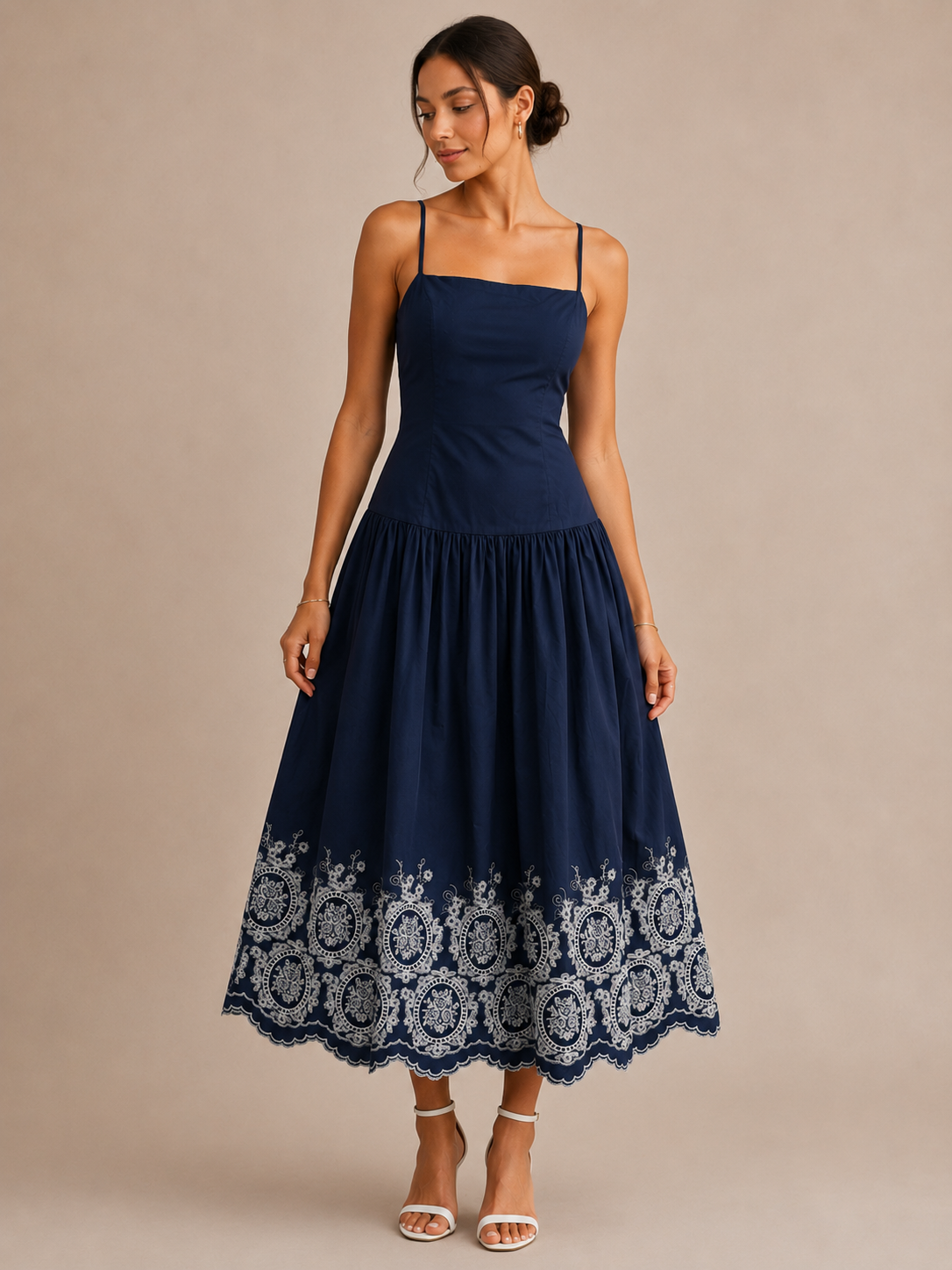 The Magnolia Embroidered Hem Midi Dress
