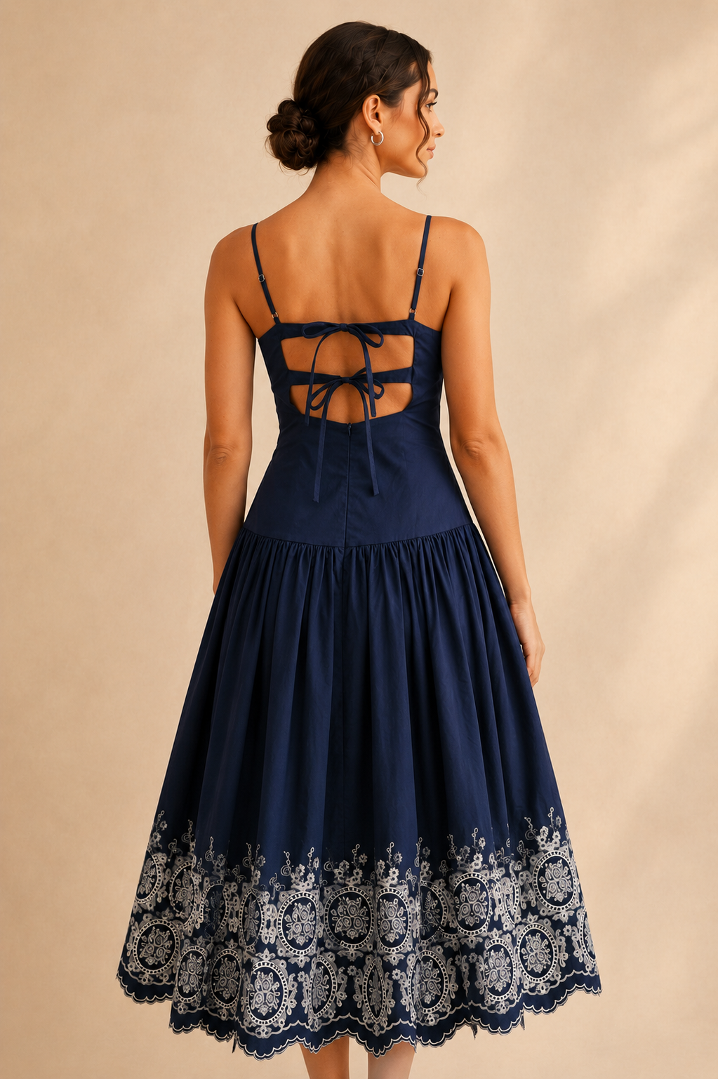 The Magnolia Embroidered Hem Midi Dress