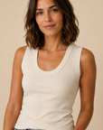The Sydney Beige Ribbed Tank Top