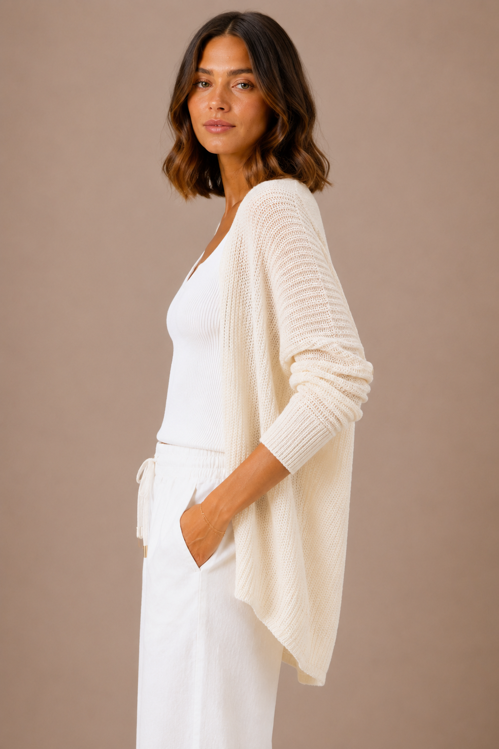 The Gale Ivory Dolman Sleeve Cardigan