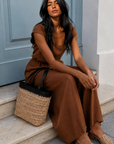 The Asha Amber Brown Top + Pant Set - Sold Separately