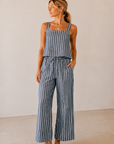 The Mira Navy Striped Top + Pant Set - Sold Separately