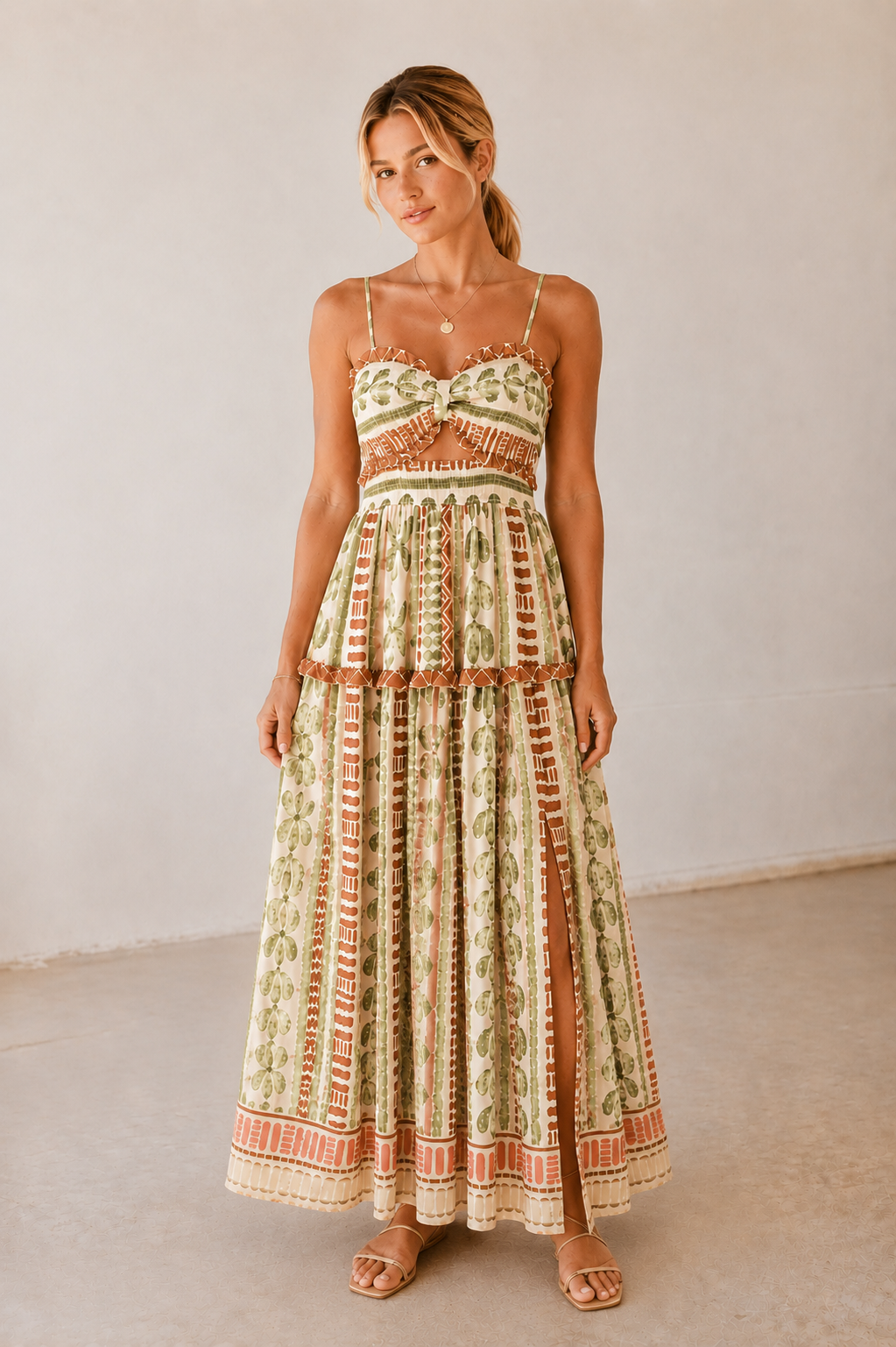 boho cutout maxi dress Smocked Backless Maxi Slip Dress For Women - Boho Cutout Front High Slit Sundress - Summer Beach Vacation 2026