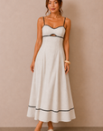 The Delara Oatmeal Contrast Midi Dress