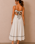 The Delara Oatmeal Contrast Midi Dress
