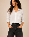 The Elaine Ivory Striped Button Down Shirt