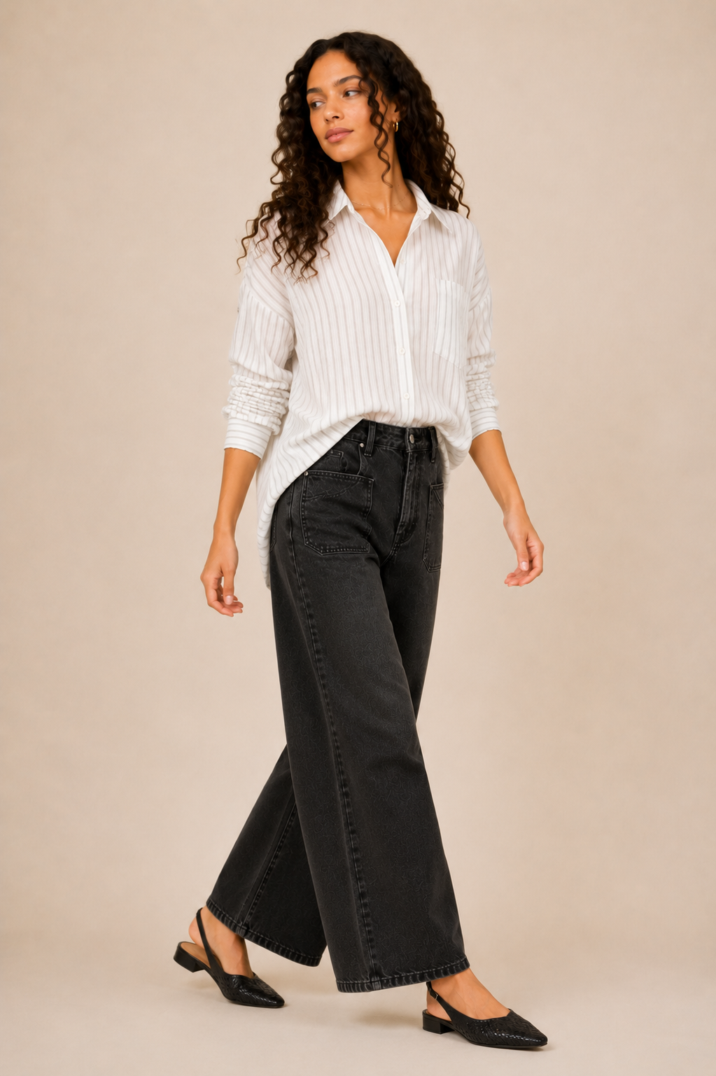 The Elaine Ivory Striped Button Down Shirt
