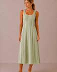 The Sahar Sage Linen Midi Dress