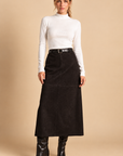 The Marcella Vegan Suede Midi Skirt