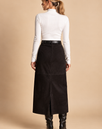 The Marcella Vegan Suede Midi Skirt