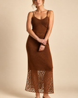 The Giselle Golden Net Midi Dress
