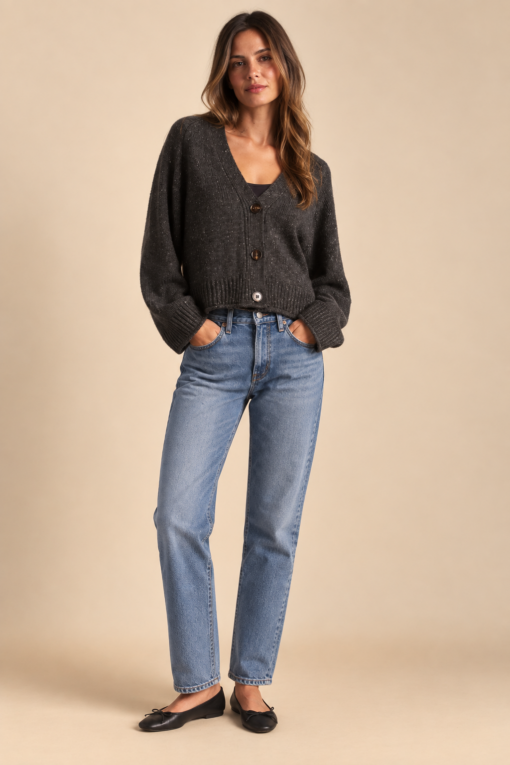 The Sieana Charcoal Button Cardigan