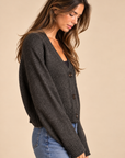 The Sieana Charcoal Button Cardigan