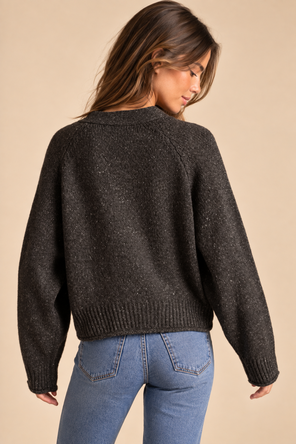 The Sieana Charcoal Button Cardigan