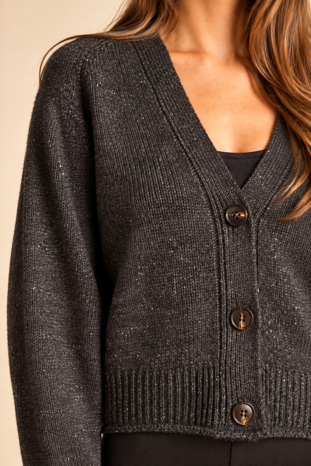 The Sieana Charcoal Button Cardigan