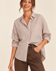 The Quinn Brown Striped Button Up Shirt