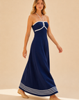 The Thalassa Navy Halter Maxi Dress
