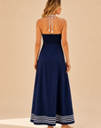 The Thalassa Navy Halter Maxi Dress