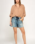 The Christa Toast Oversized Buttondown Top