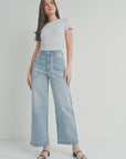 The Ciara Light Denim Utility Wide Leg Jeans